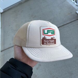 Vintage 80s UFA cream trucker hat OSFA